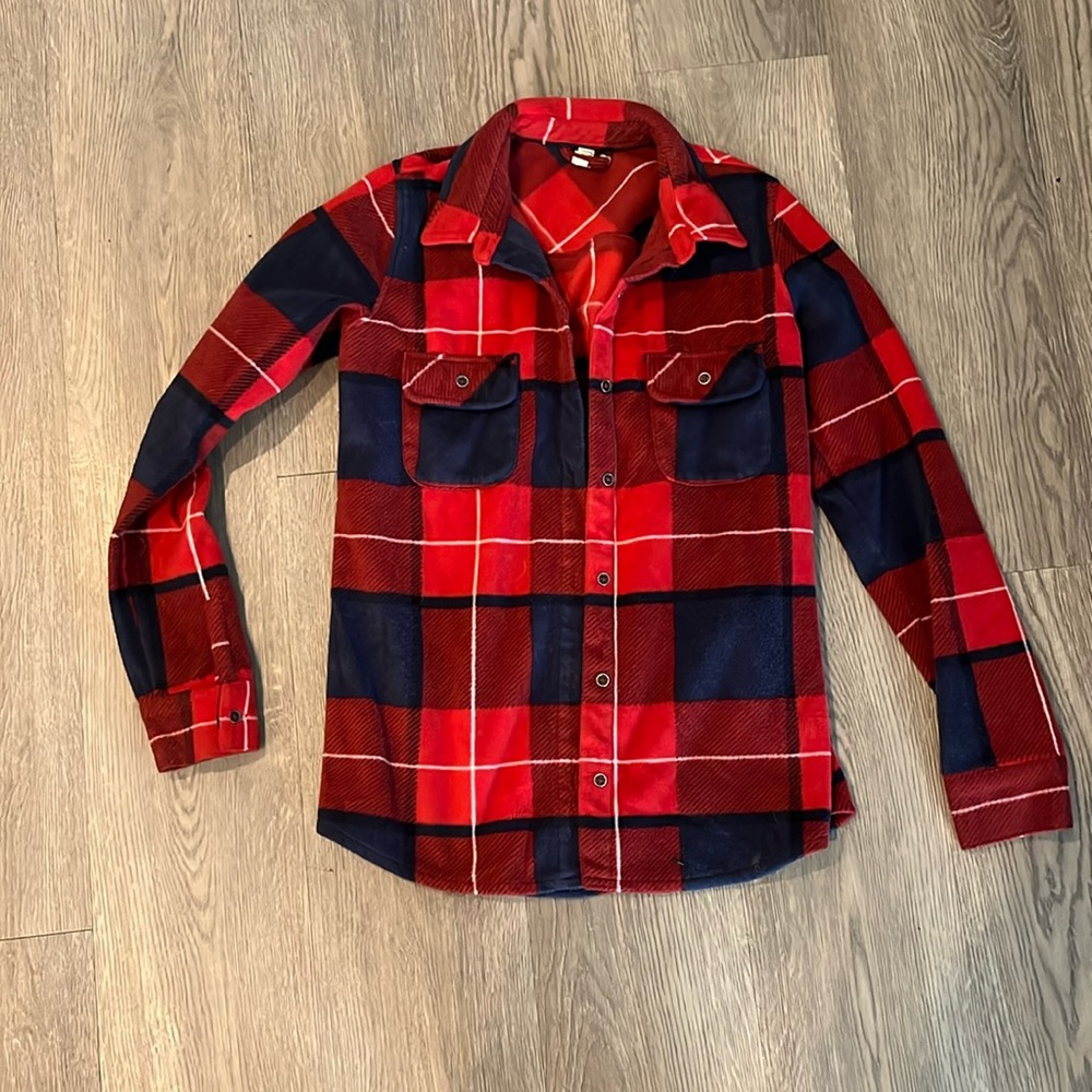 Fleece button up plaid